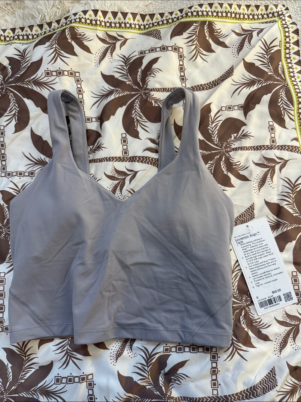 lululemon athletica Taupe Gray Longline V‑Neck Bralette Tank